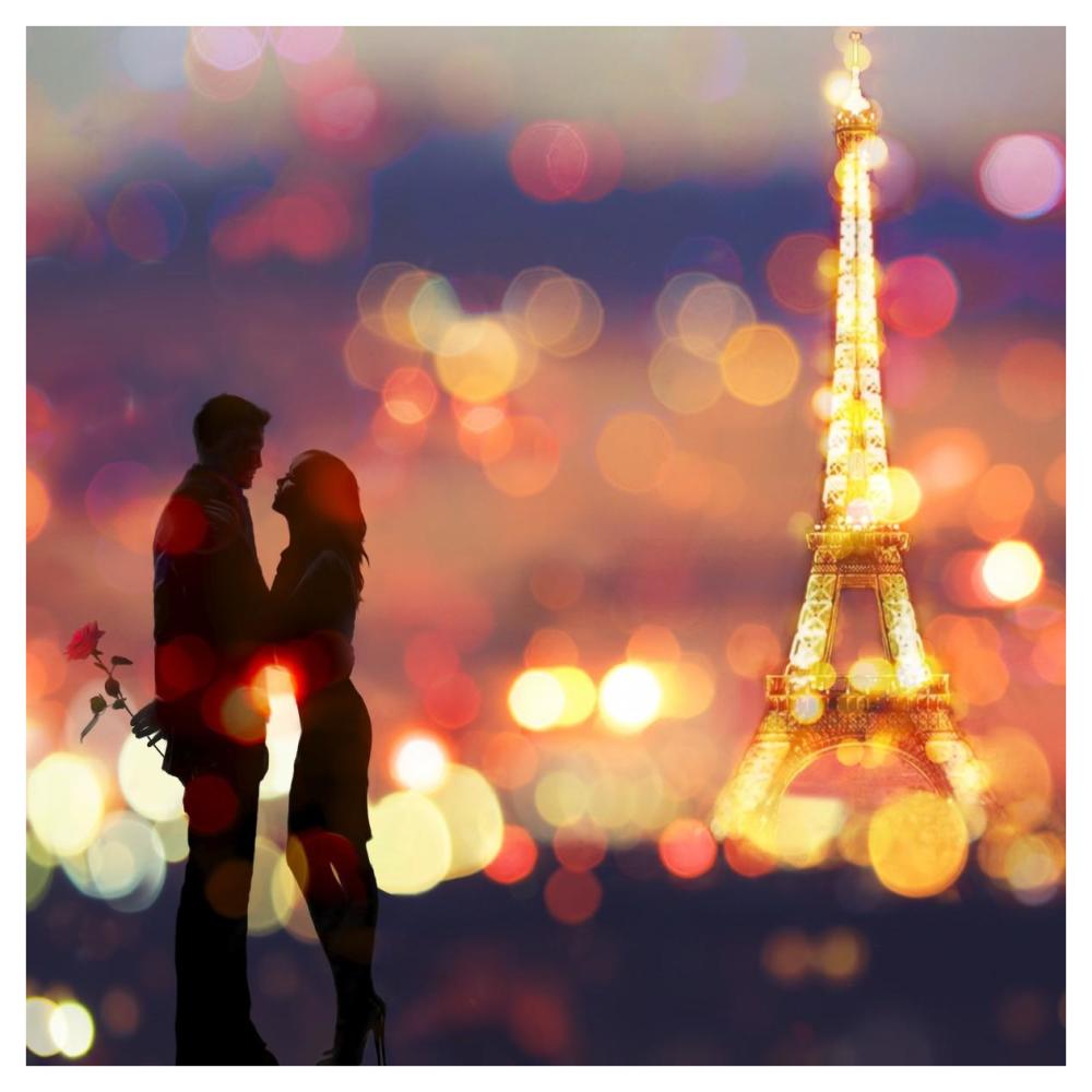 A Date in Paris (detail)-Paper Art-42"x42"