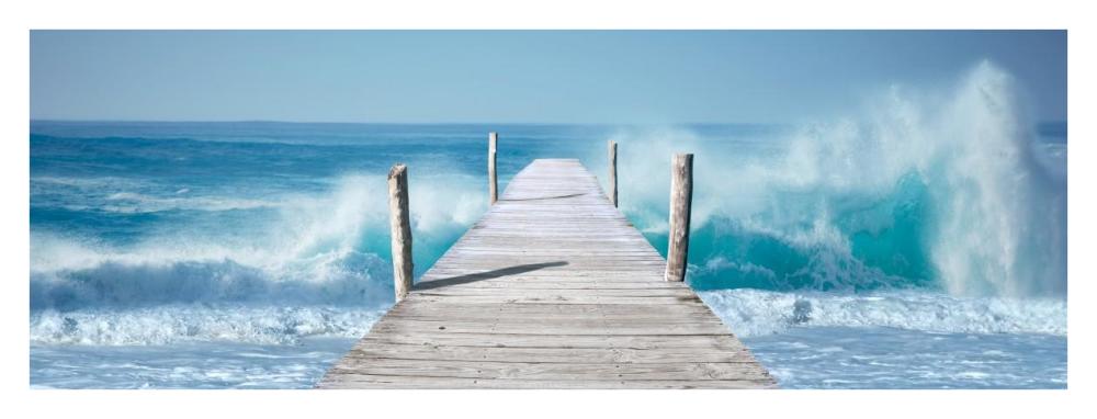 Ocean Waves on a Jetty-Paper Art-38"x14"