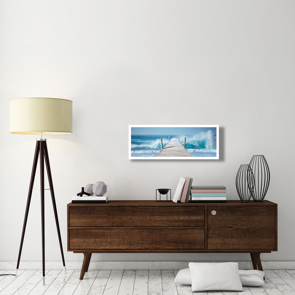 Ocean Waves on a Jetty-Paper Art-38&quotx14"