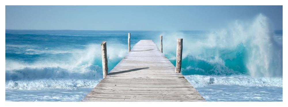 Ocean Waves on a Jetty-Paper Art-56"x20"