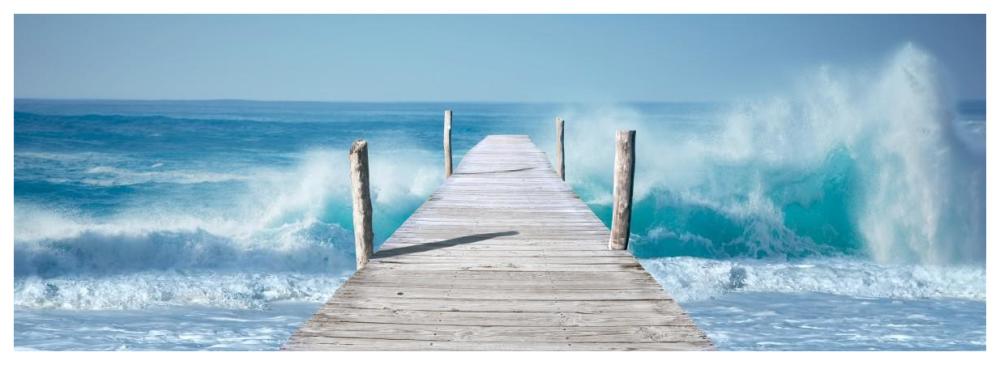 Ocean Waves on a Jetty-Paper Art-74"x26"