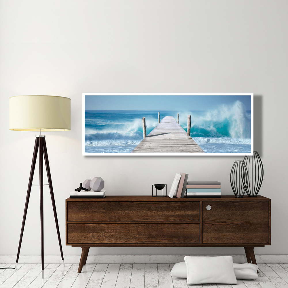 Ocean Waves on a Jetty-Paper Art-74&quotx26"