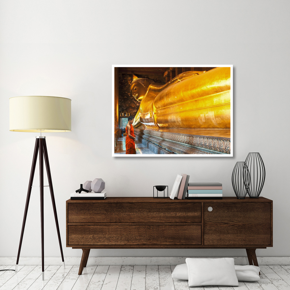 Praying the reclined Buddha, Wat Pho, Bangkok, Thailand-Paper Art-50&quotx38"