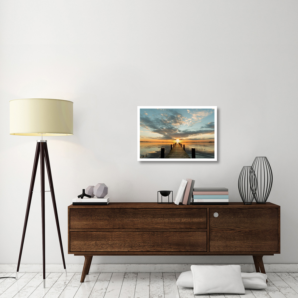 Morning Lights on a Jetty-Paper Art-32&quotx22"