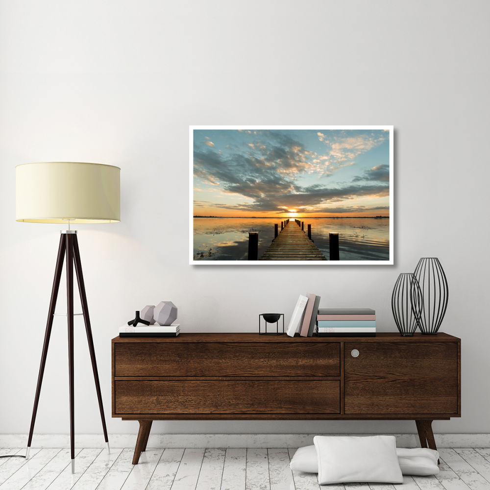 Morning Lights on a Jetty-Paper Art-50&quotx34"