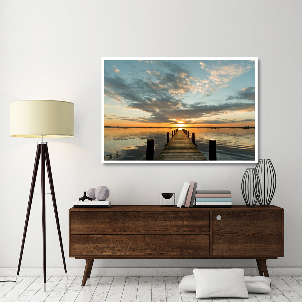 Morning Lights on a Jetty-Paper Art-62&quotx42"