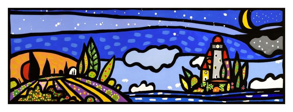 Isola e luna-Paper Art-38"x14"