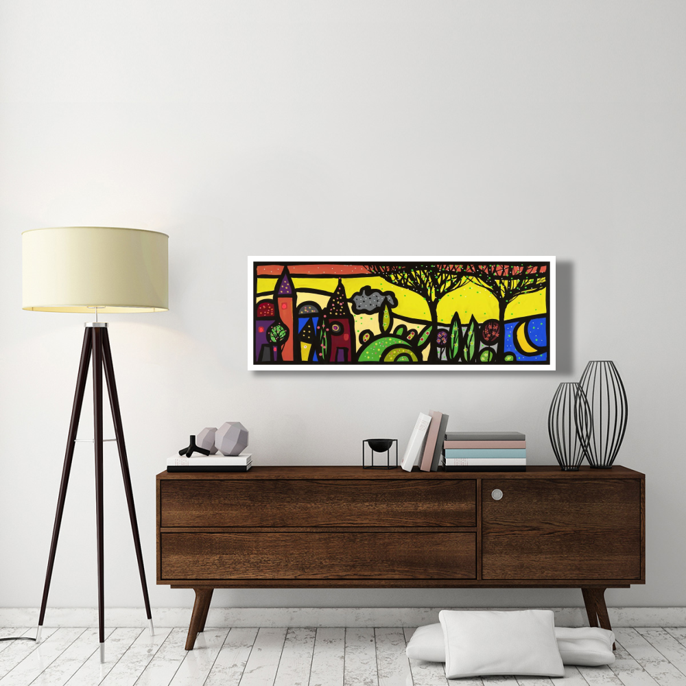 La luna canta sul piccolo borgo-Paper Art-56&quotx20"