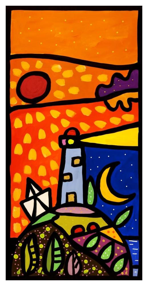 Faro nella notte-Paper Art-26"x50"
