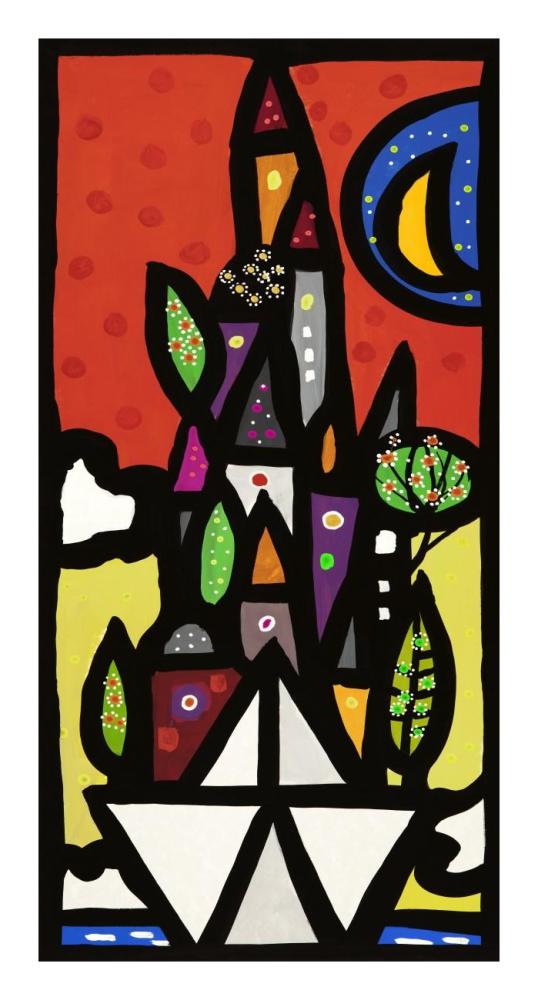 Il paese vive sulla piccola barca-Paper Art-14"x26"