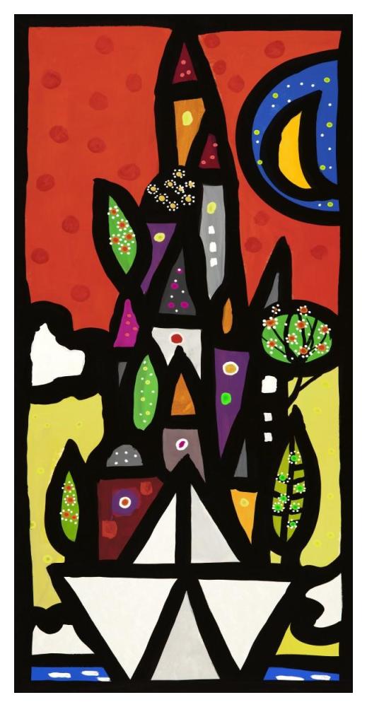 Il paese vive sulla piccola barca-Paper Art-26"x50"