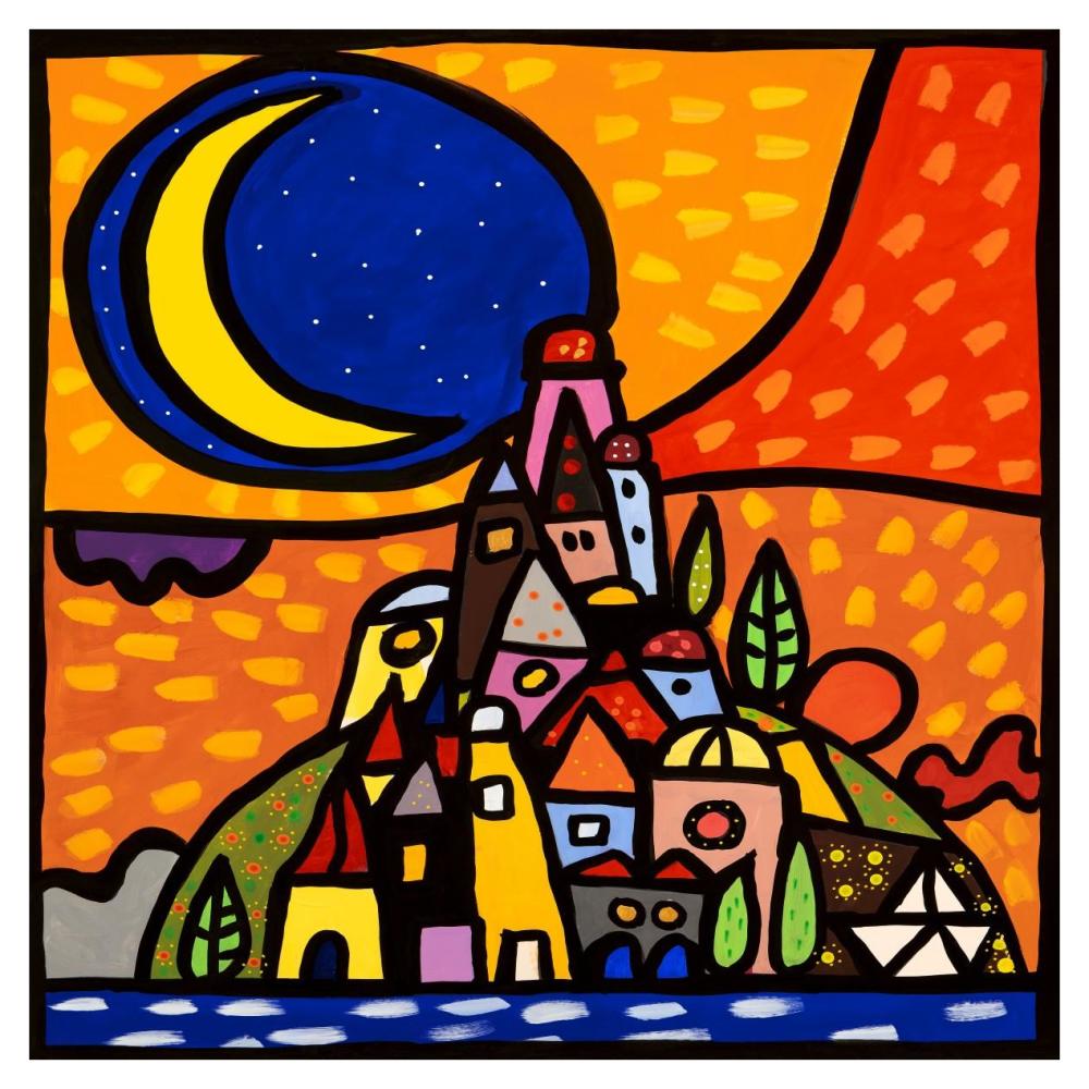 Luna sulla collina-Paper Art-38"x38"
