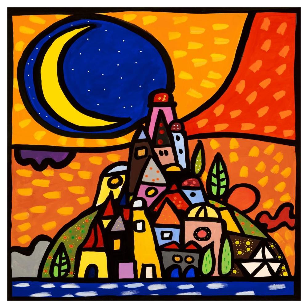 Luna sulla collina-Paper Art-42"x42"