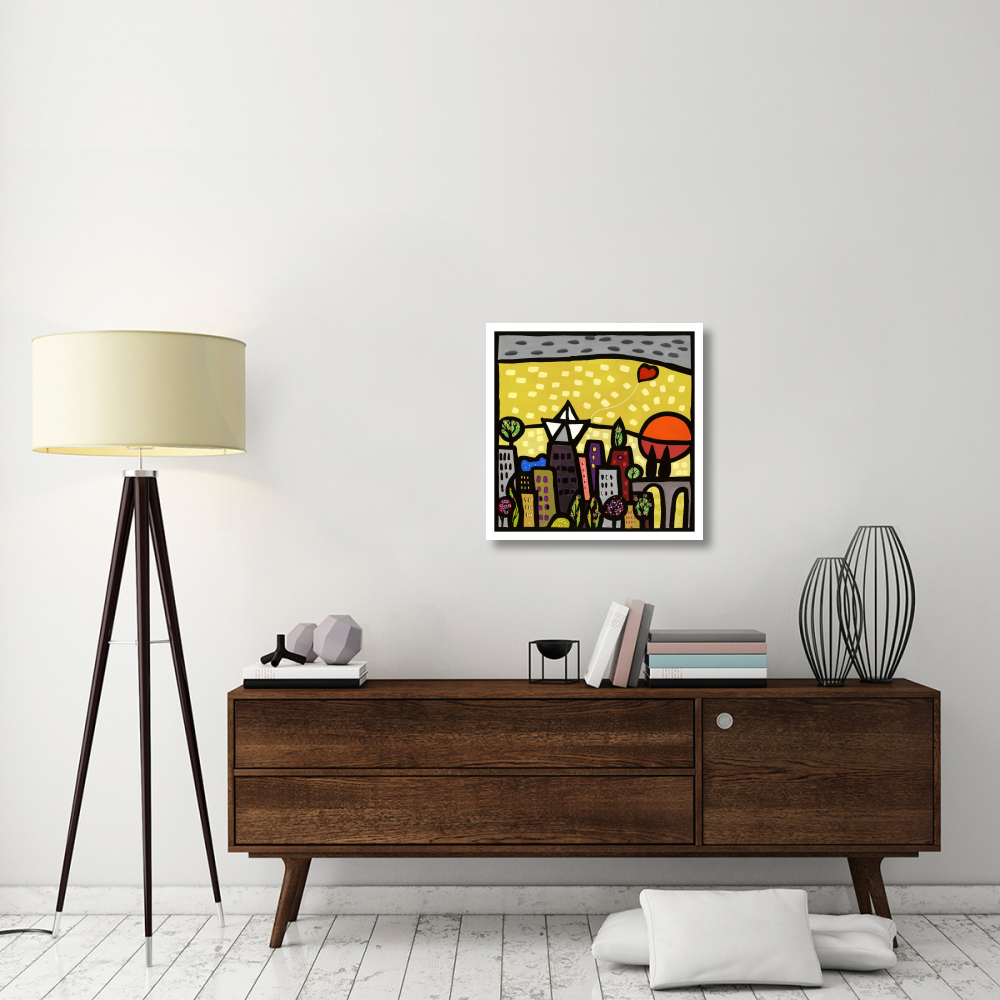 Il cuore vive sulla piccola citta-Paper Art-26&quotx26"