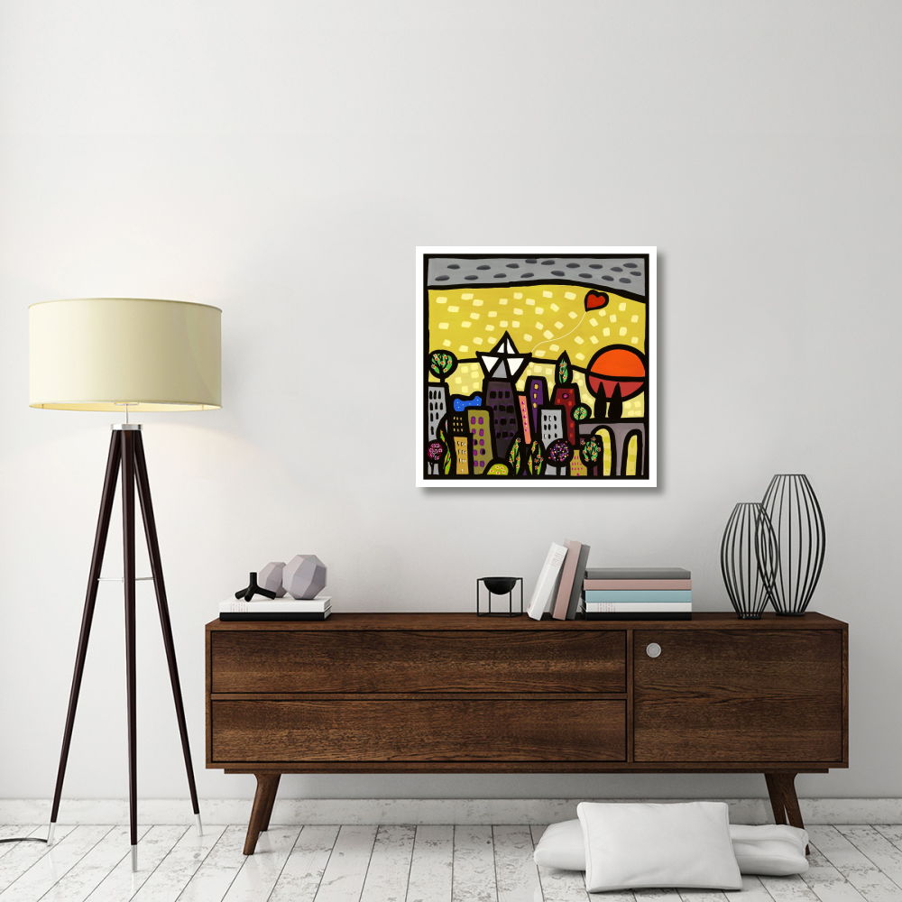Il cuore vive sulla piccola citta-Paper Art-32&quotx32"