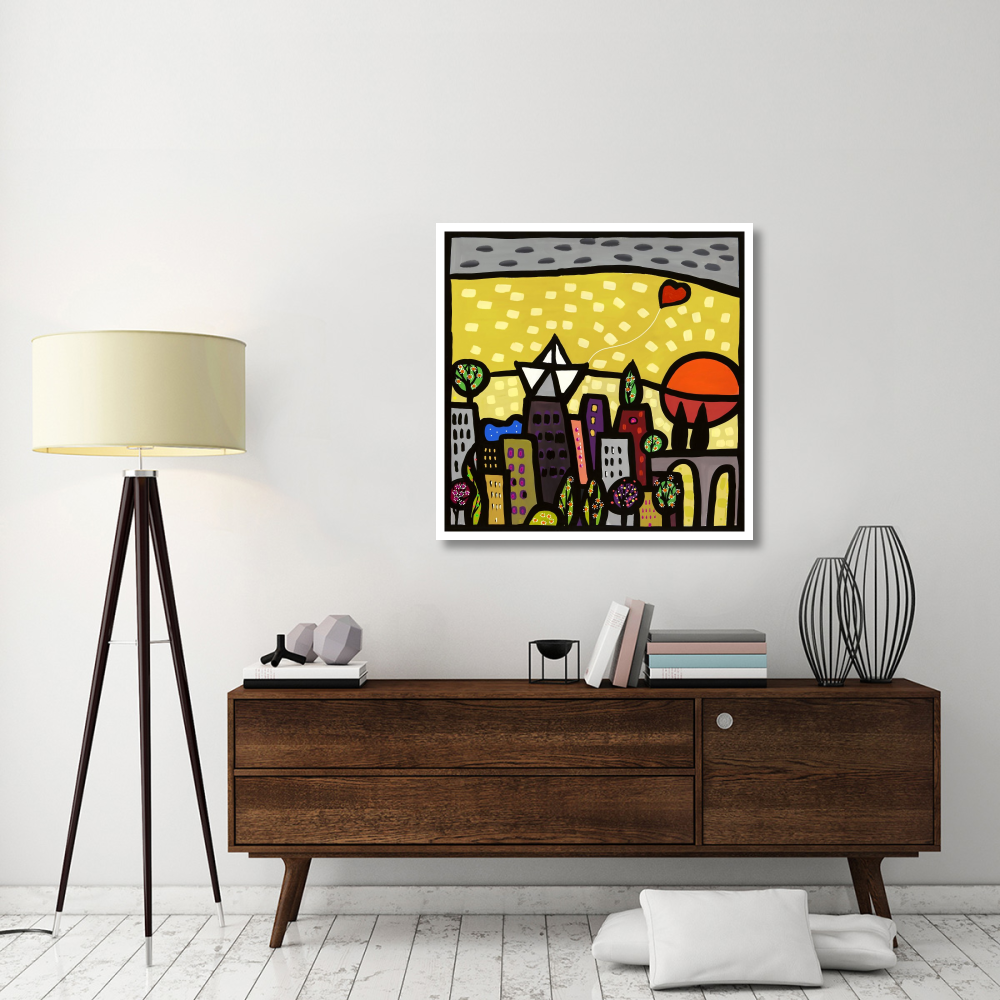 Il cuore vive sulla piccola citta-Paper Art-38&quotx38"