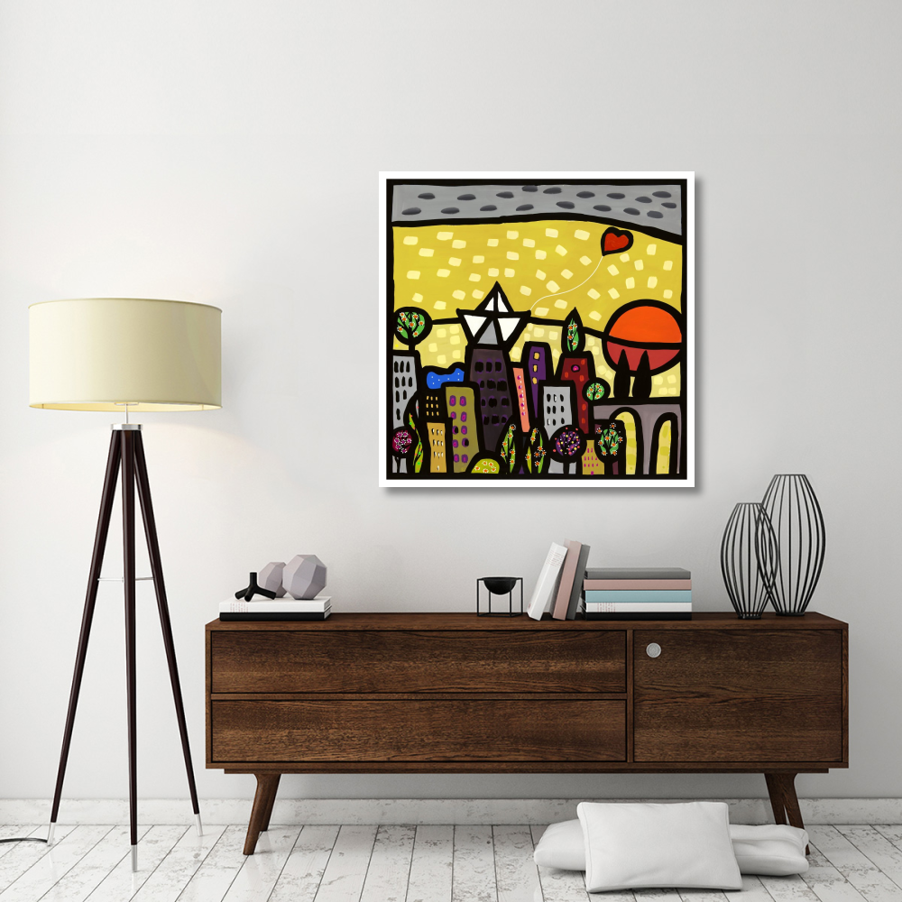 Il cuore vive sulla piccola citta-Paper Art-42&quotx42"
