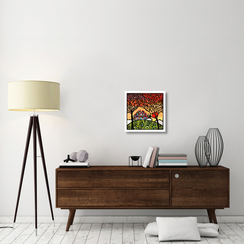 Gli alberi guardano il paese al tramonto-Paper Art-20&quotx20"