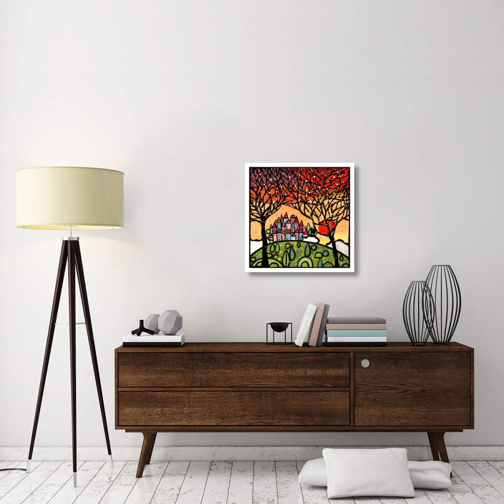 Gli alberi guardano il paese al tramonto-Paper Art-26&quotx26"
