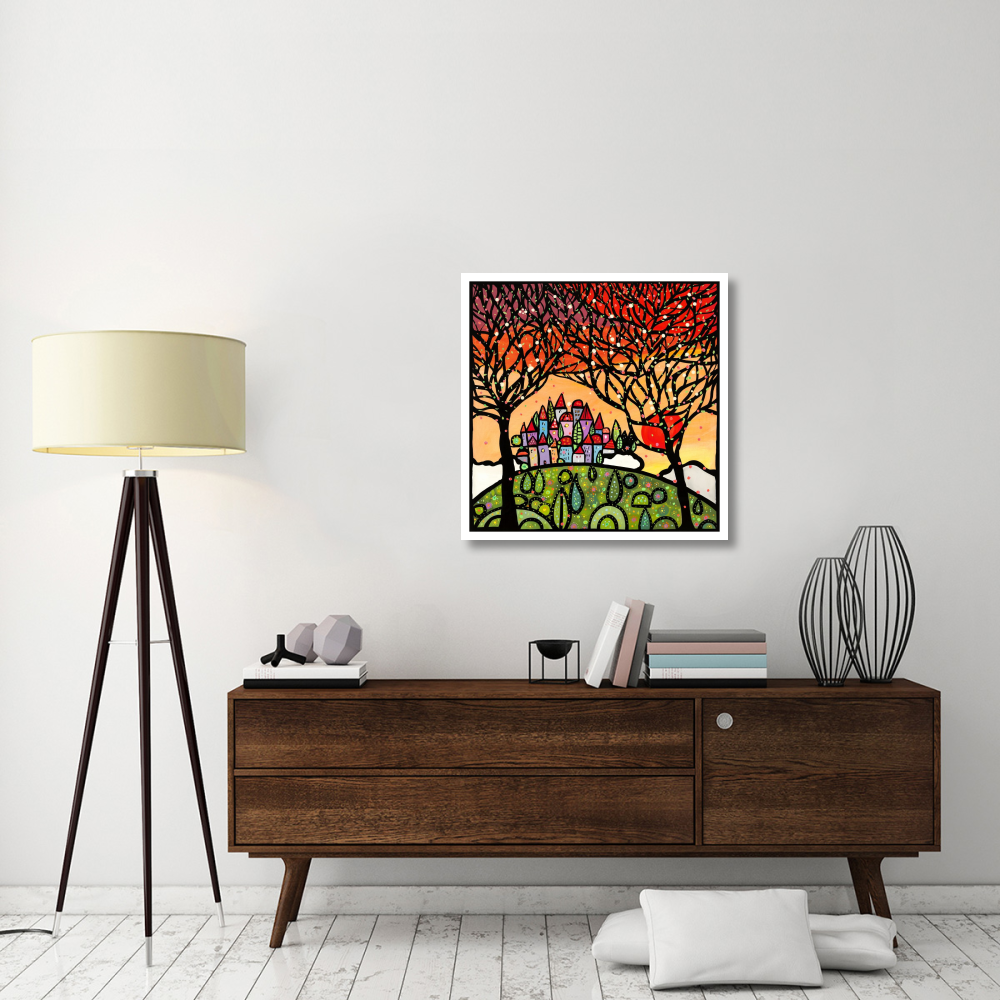 Gli alberi guardano il paese al tramonto-Paper Art-32&quotx32"