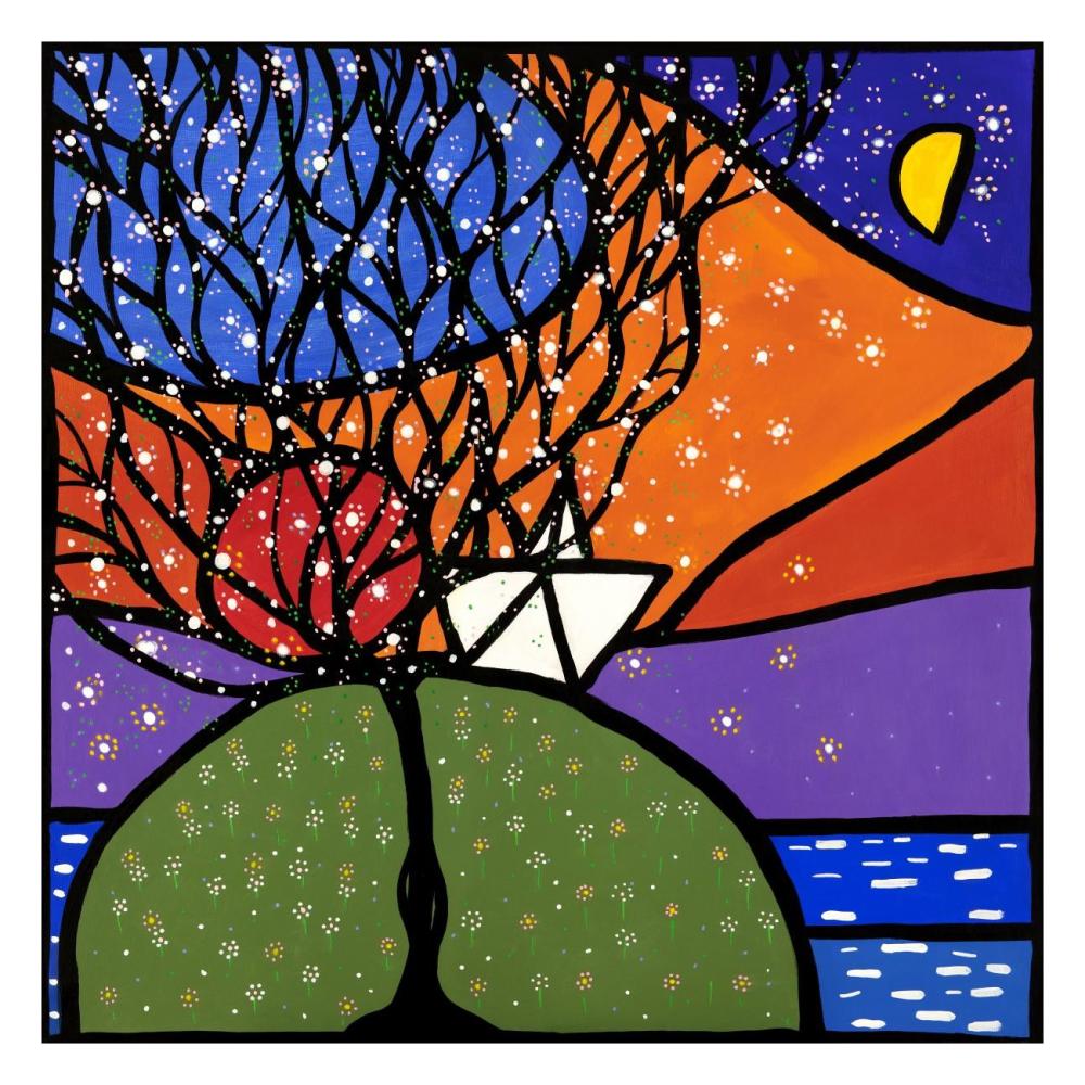 La piccola barca sulla collina-Paper Art-26"x26"