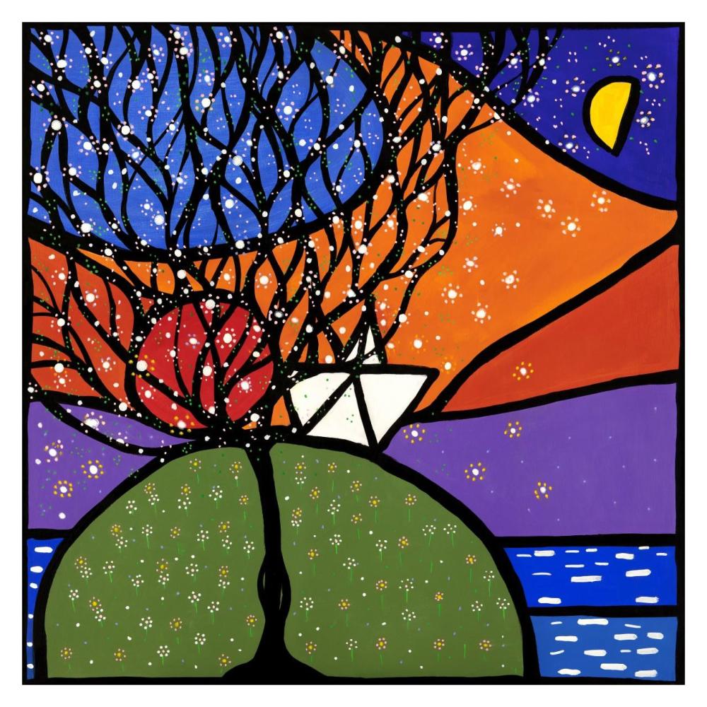 La piccola barca sulla collina-Paper Art-32"x32"