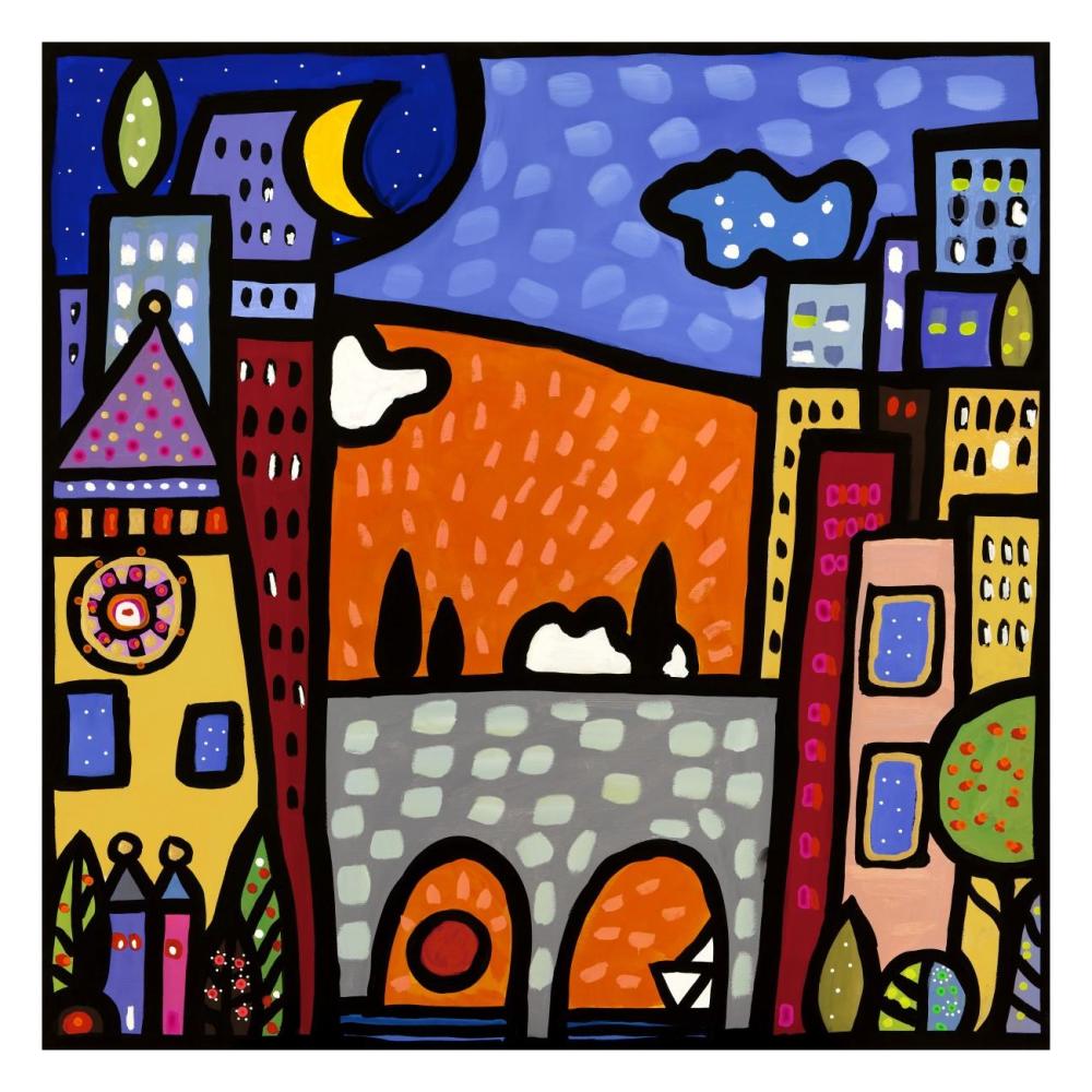 Il ponte del paese-Paper Art-26"x26"