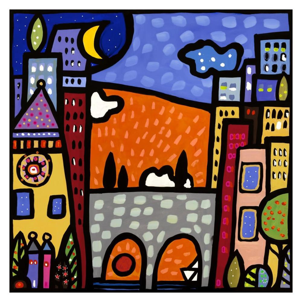 Il ponte del paese-Paper Art-32"x32"