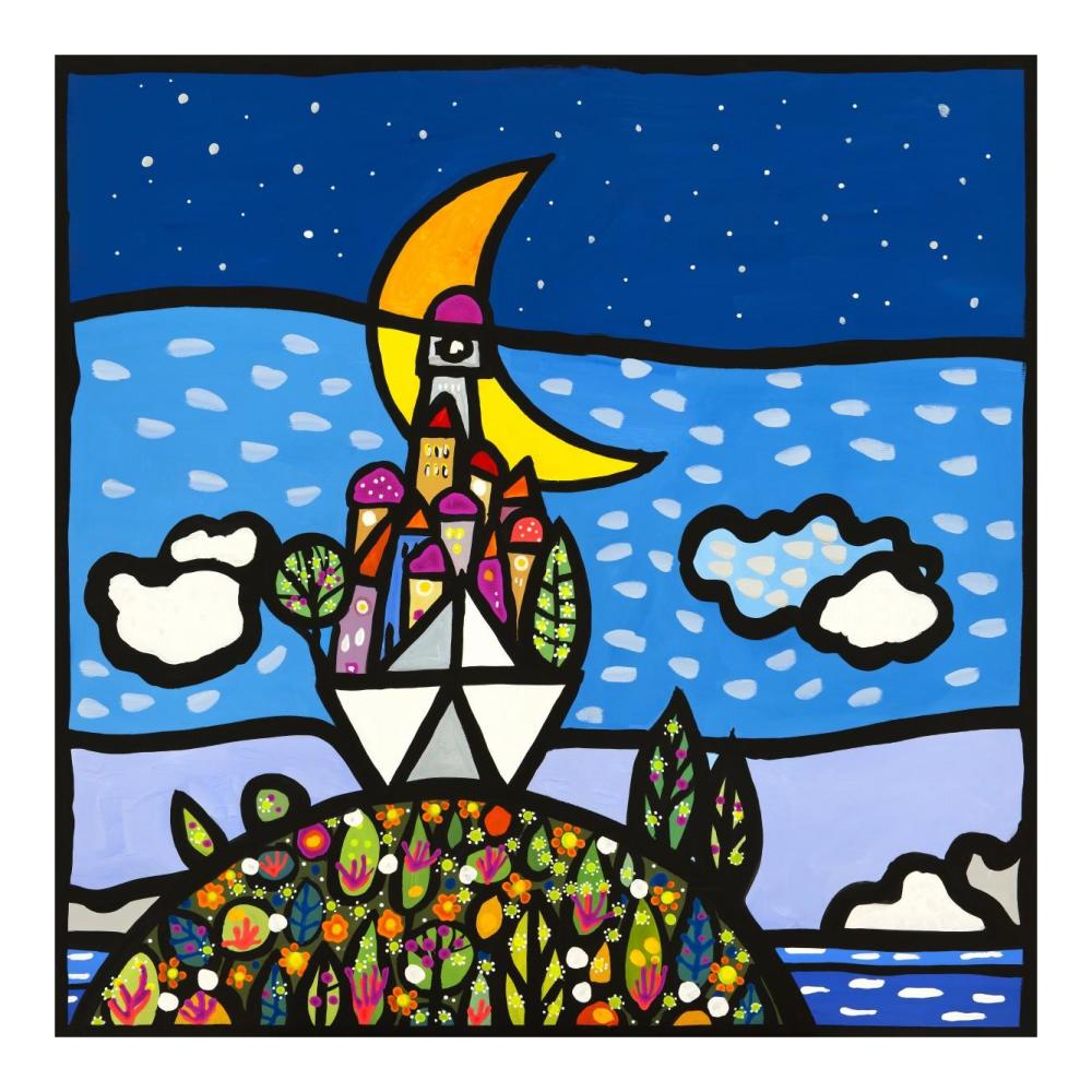 Barca sulla collina-Paper Art-20"x20"