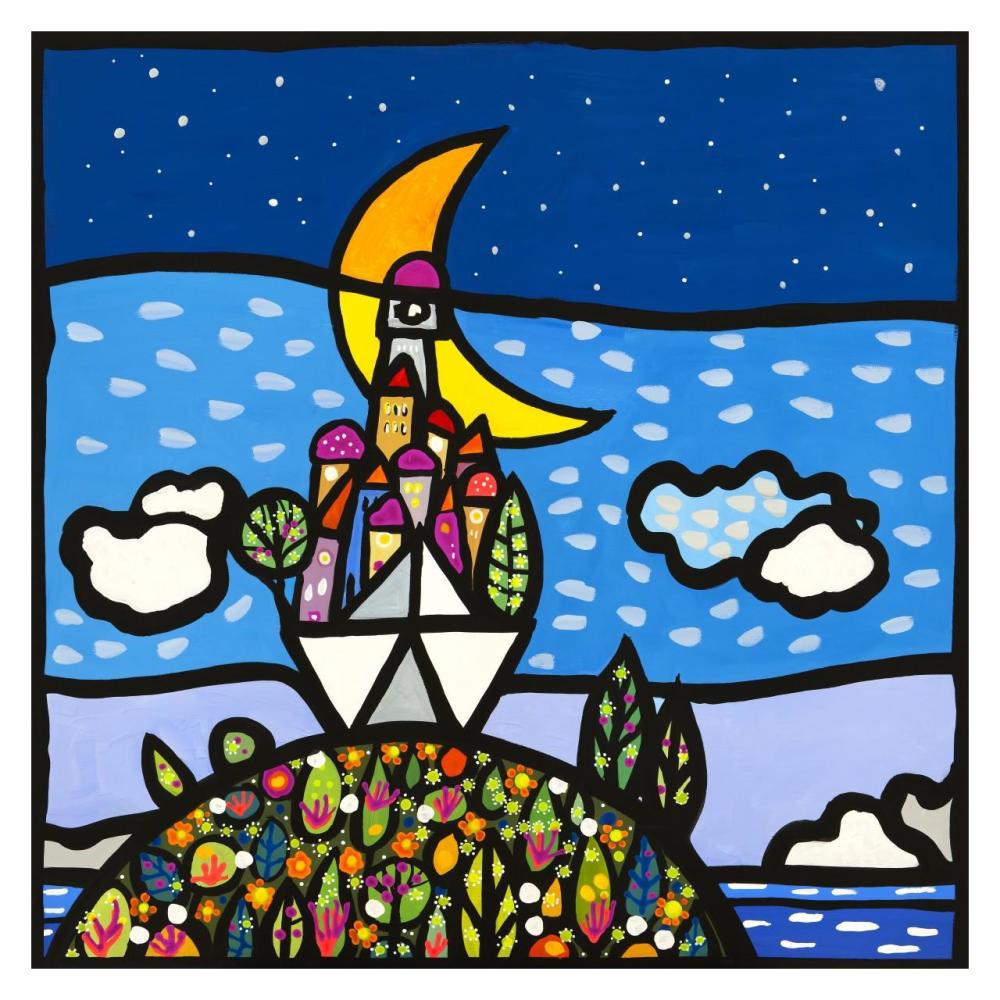 Barca sulla collina-Paper Art-32"x32"