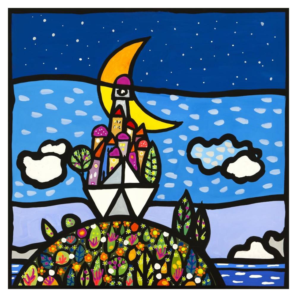 Barca sulla collina-Paper Art-38"x38"