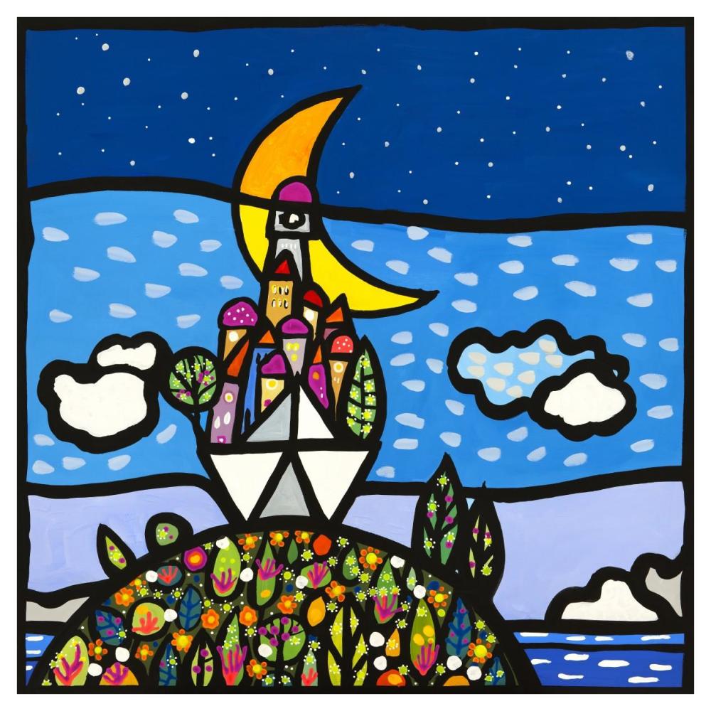Barca sulla collina-Paper Art-42"x42"