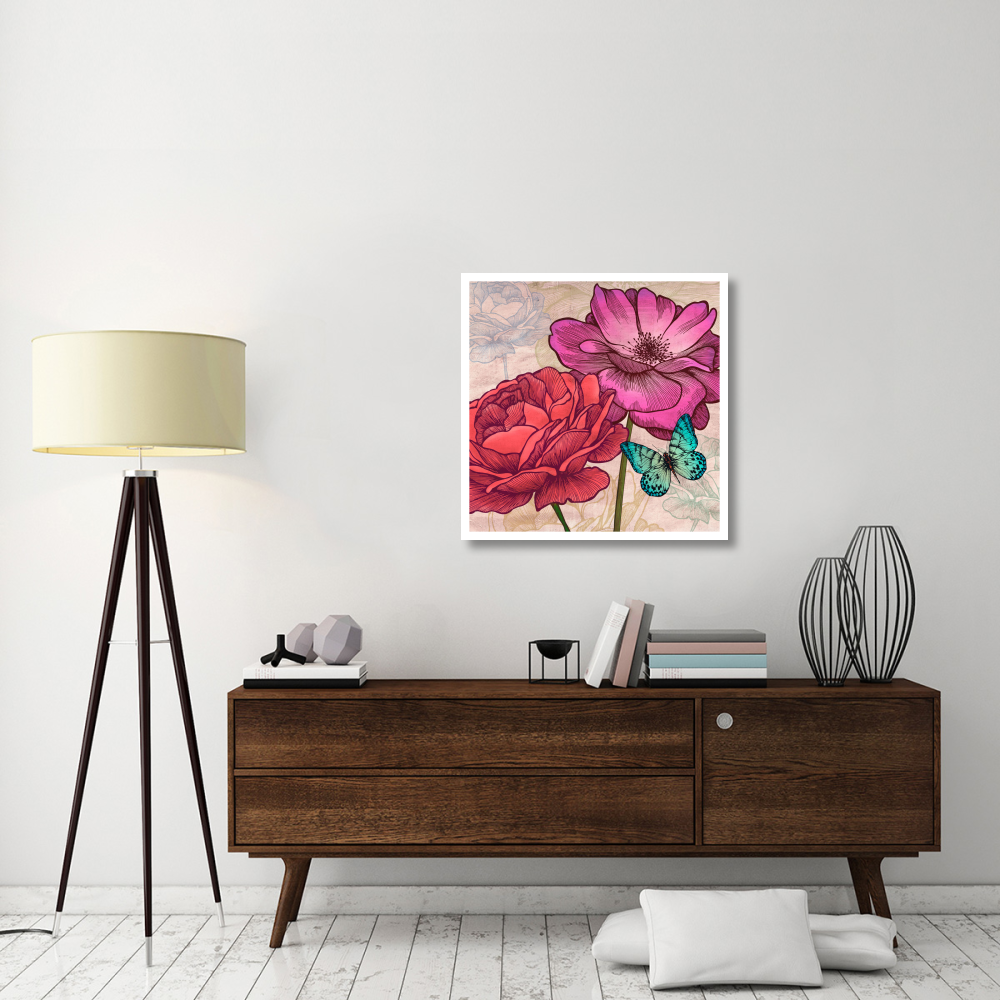 Roses and Butterflies (detail)-Paper Art-32&quotx32"