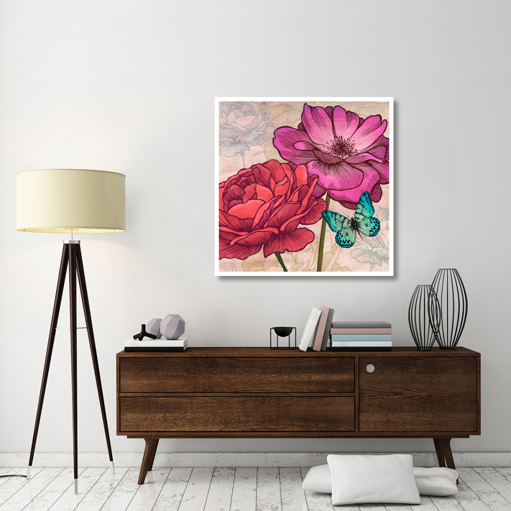 Roses and Butterflies (detail)-Paper Art-42&quotx42"