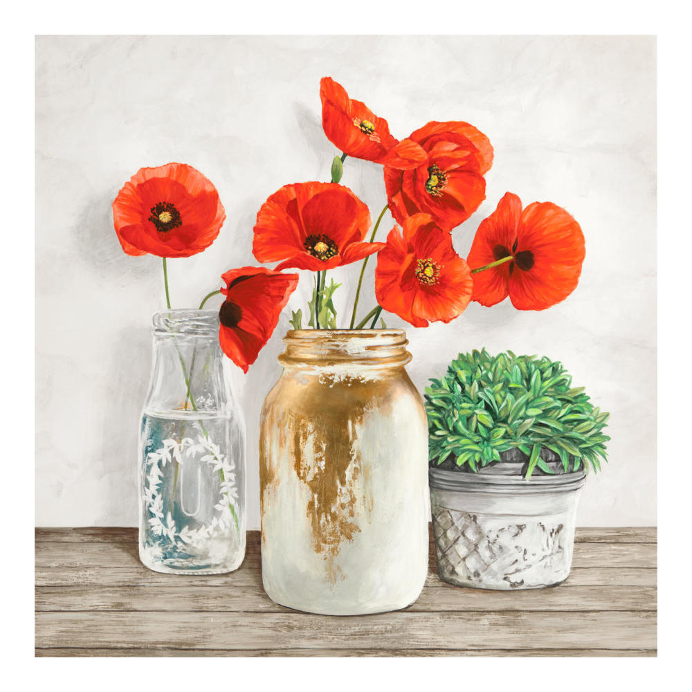 Floral composition with Mason Jars II-Paper Art-20"x20"
