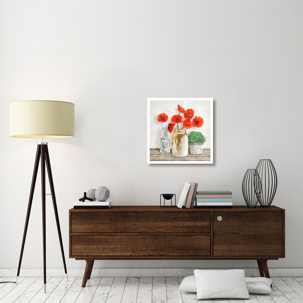 Floral composition with Mason Jars II-Paper Art-26&quotx26"