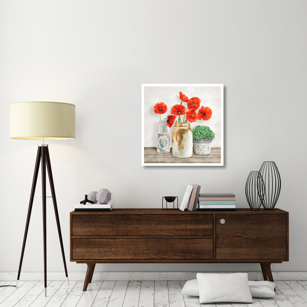 Floral composition with Mason Jars II-Paper Art-32&quotx32"