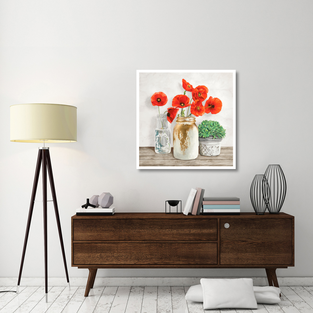 Floral composition with Mason Jars II-Paper Art-38&quotx38"