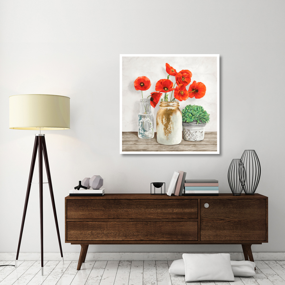 Floral composition with Mason Jars II-Paper Art-42&quotx42"