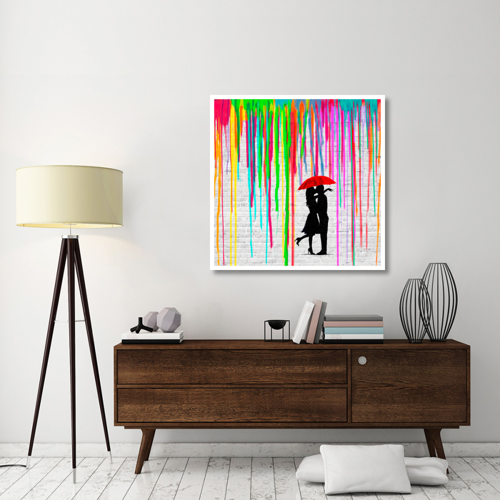 Romance in the Rain (detail)-Paper Art-42&quotx42"