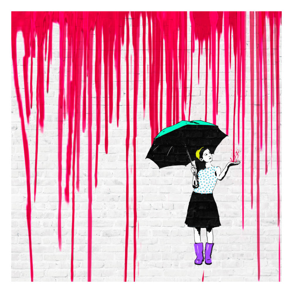 Expecting Red-Paper Art-26"x26"