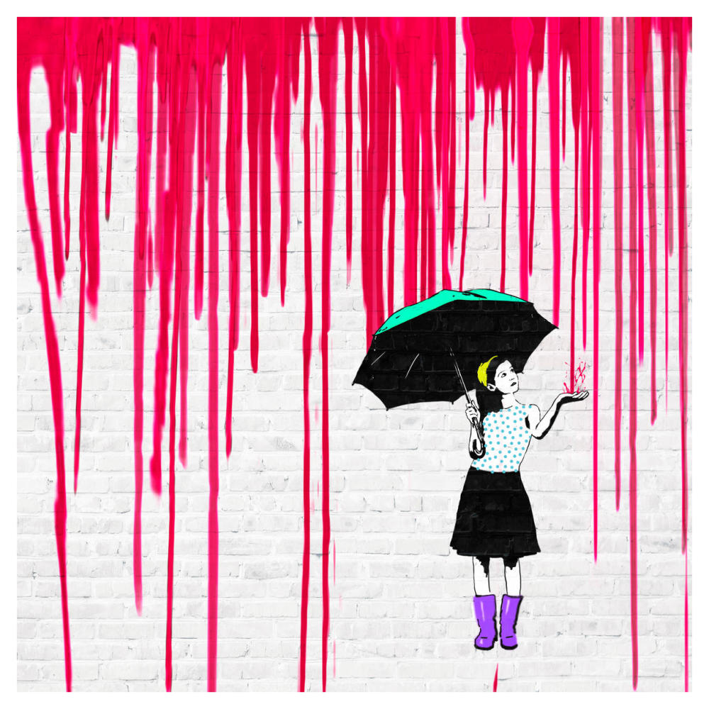 Expecting Red-Paper Art-42"x42"