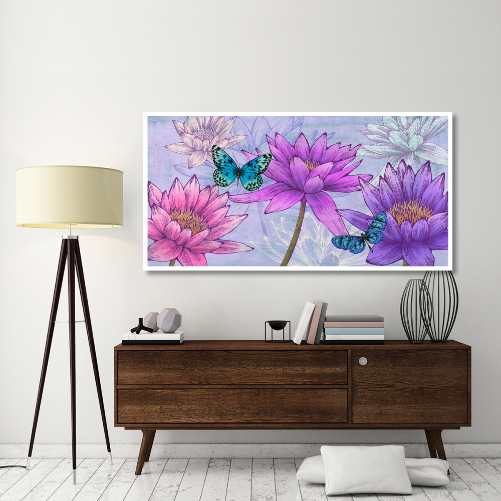 Nympheas and Butterflies-Paper Art-74&quotx38"