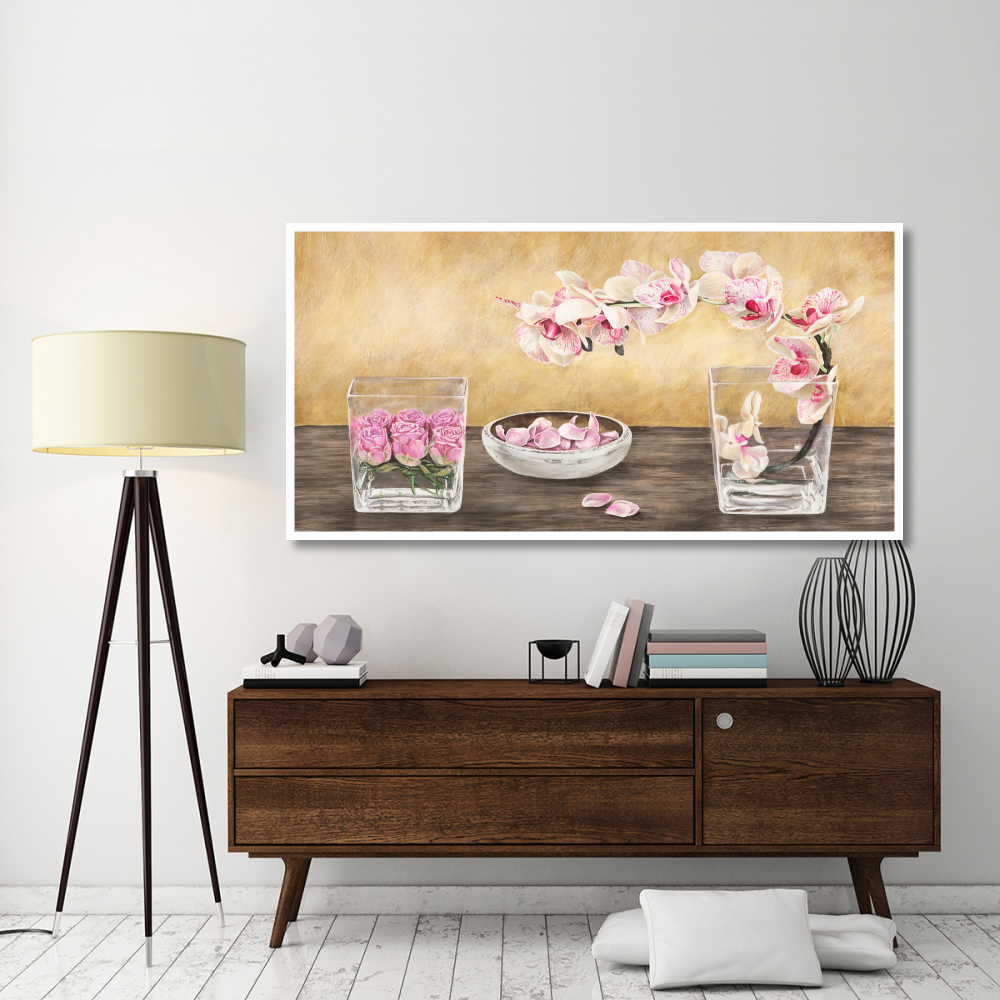 Orchids and Roses Arrangement-Paper Art-74&quotx38"