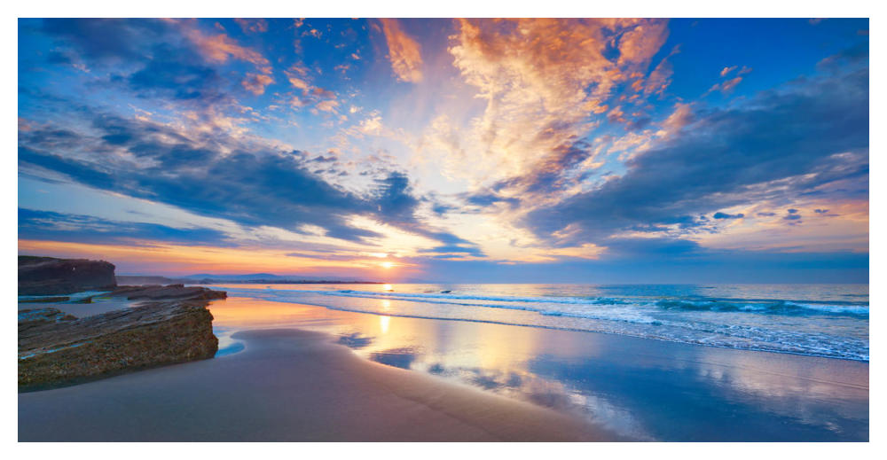 Playa As Catedrais, Spain-Paper Art-50"x26"