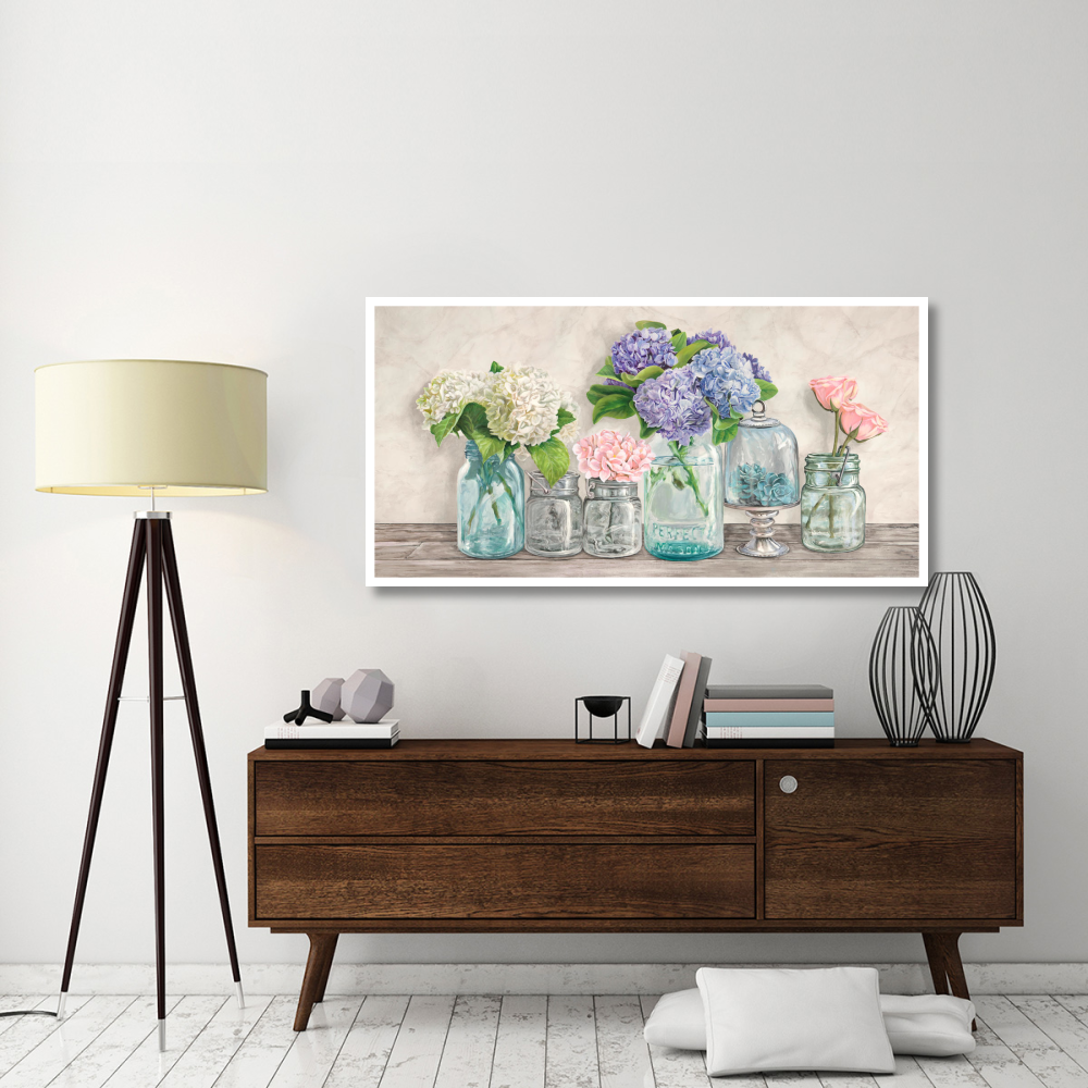 Flowers in Mason Jars-Paper Art-62&quotx32"
