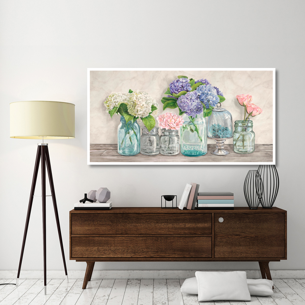 Flowers in Mason Jars-Paper Art-74&quotx38"