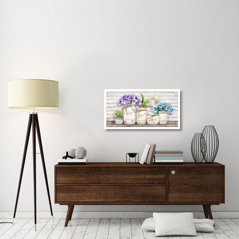 Hydrangeas in Mason Jars-Paper Art-38&quotx20"