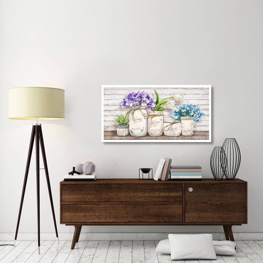 Hydrangeas in Mason Jars-Paper Art-50&quotx26"