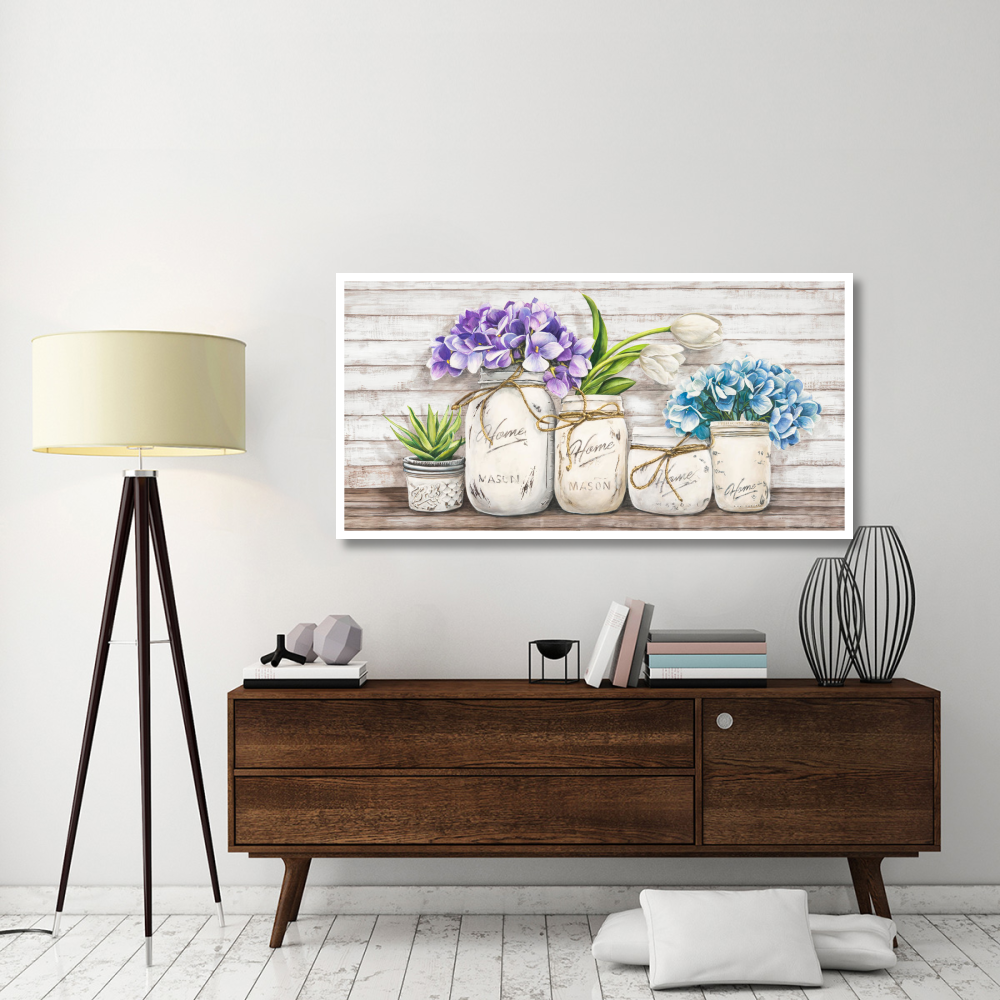 Hydrangeas in Mason Jars-Paper Art-62&quotx32"